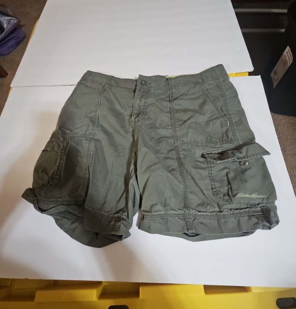 Eddie Bauer Cargo Shorts Size 12 Green Cotton
